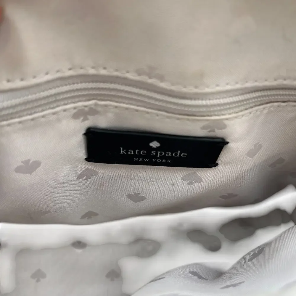 Kate Spade Payton Dome Saffiano Leather Crossbody Bag Gray White